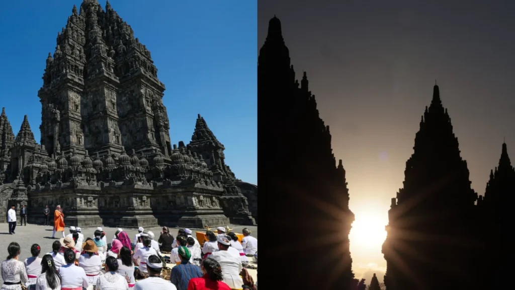 Prambanan Temple UNESCO World Heritage Site near Yogyakarta Indonesia at twilight.