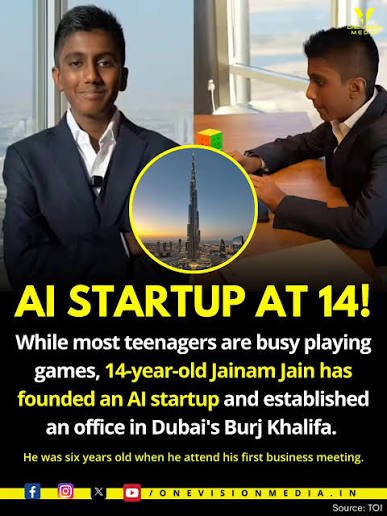 14-year-old Indian AI founder inspired student learning business, artificial intelligence, and entrepreneurship.
