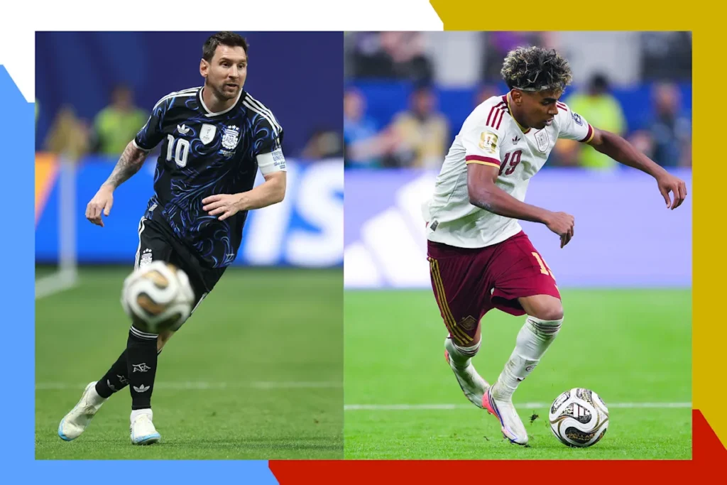 Lionel Messi and Lamine Yamal ahead of the Spain vs Argentina World Cup Final 2026.